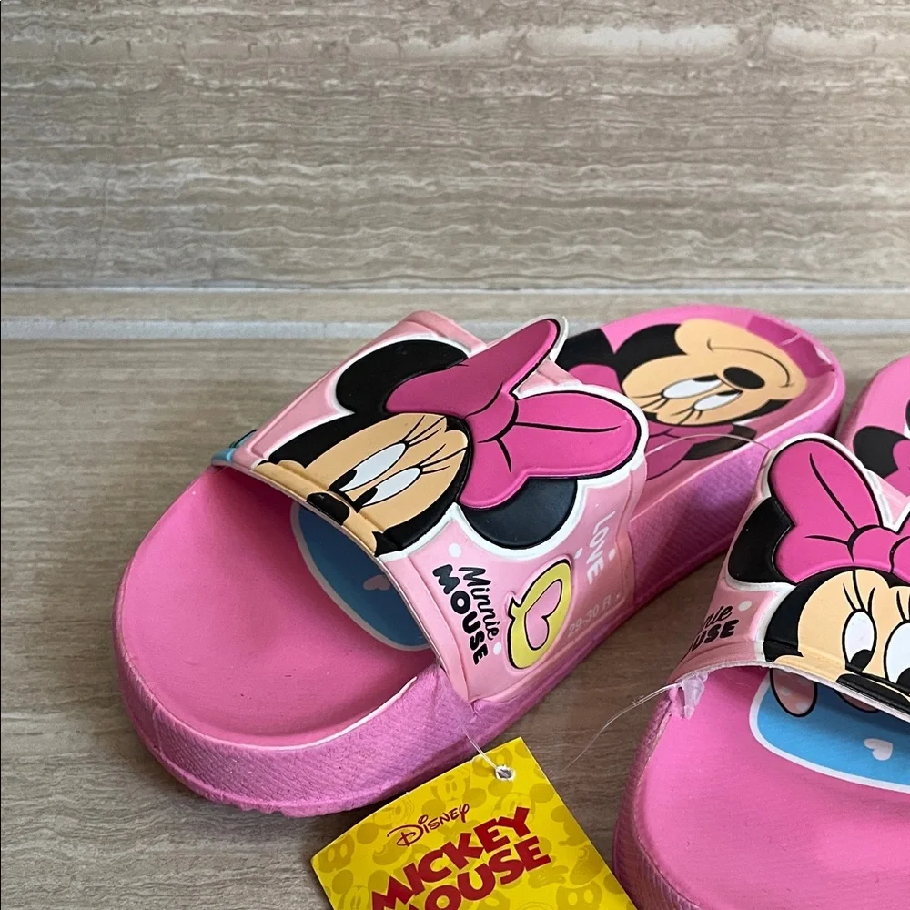 Disney Minnie Mouse NWT Sz 12-13 Pink Kids Slide Sandals